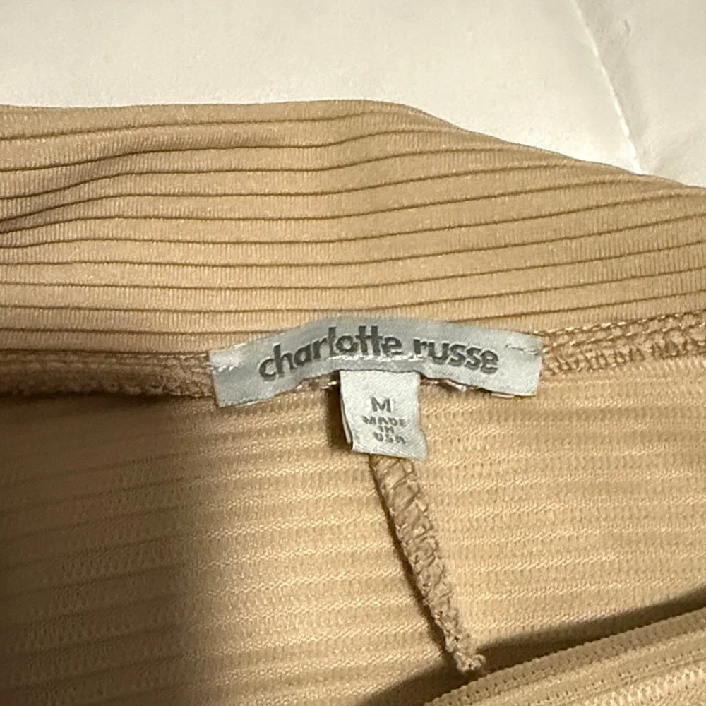 Charlotte Russe Ribbed Knit Skater Skirt Tan Women Size M